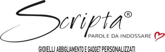Logo Home Sito Gioielli, Abbigliamento e Gadget Personalizzati | Scripta – Parole da Indossare - Scripta parole da indossare