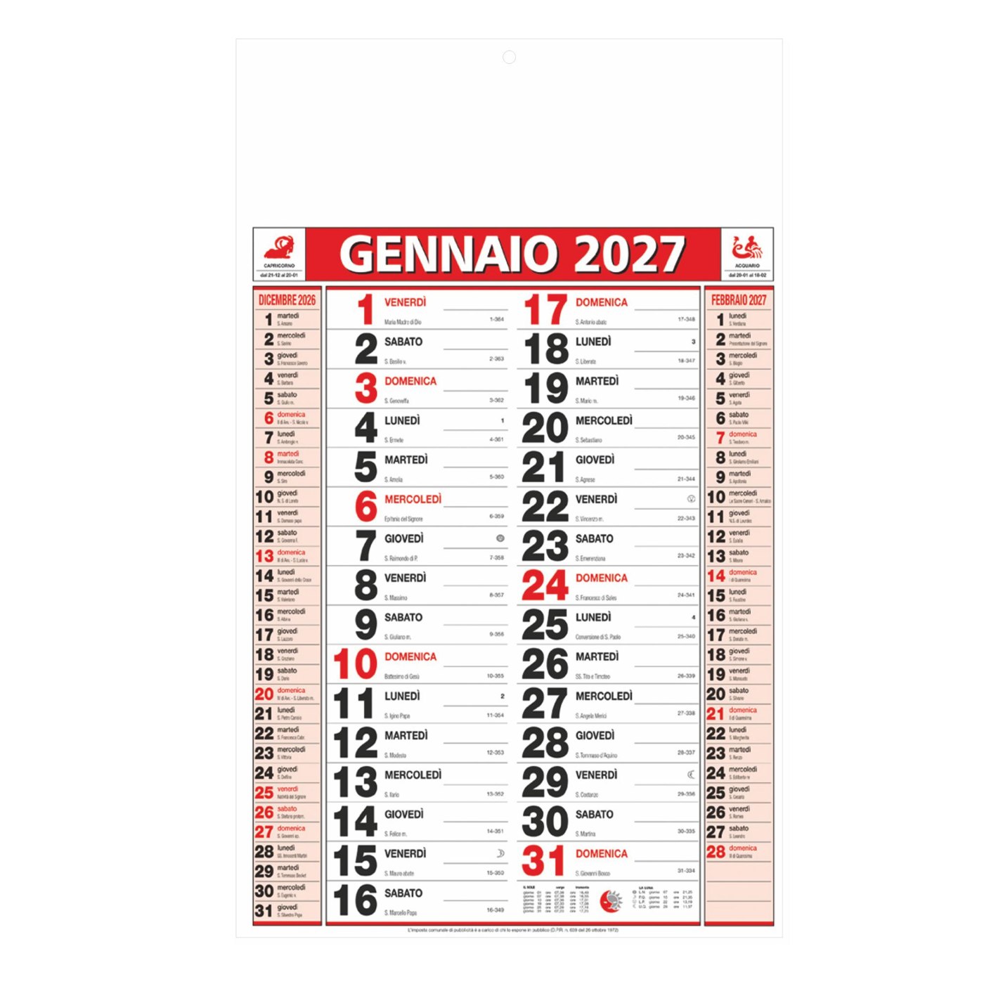 Classico – Calendario Olandese da parete cm 28,8×47 CO0001 Classico - Calendario Olandese da parete cm 28,8x47 CO0001