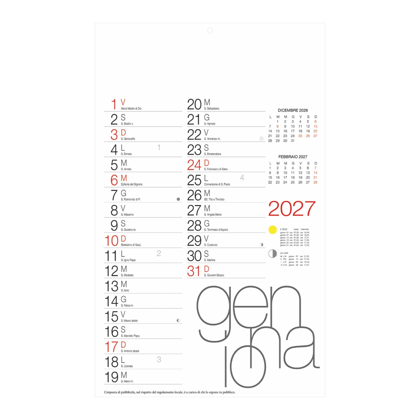 Design – Calendario Olandese da parete cm 28,8×47 CO0003 Design - Calendario Olandese da parete cm 28,8x47 CO0003